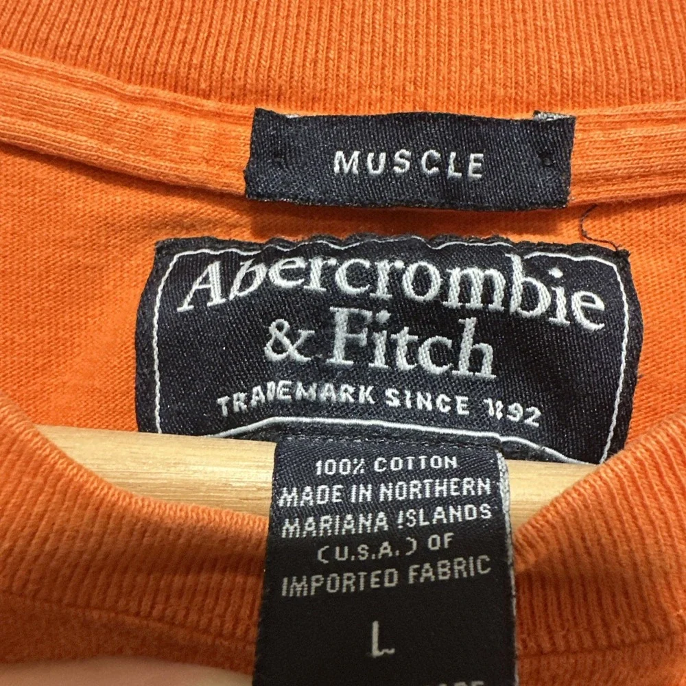 Vintage Y2K-era Abercrombie & Fitch‎ Muscle Men's L Orange T-shirt Short Sleeve